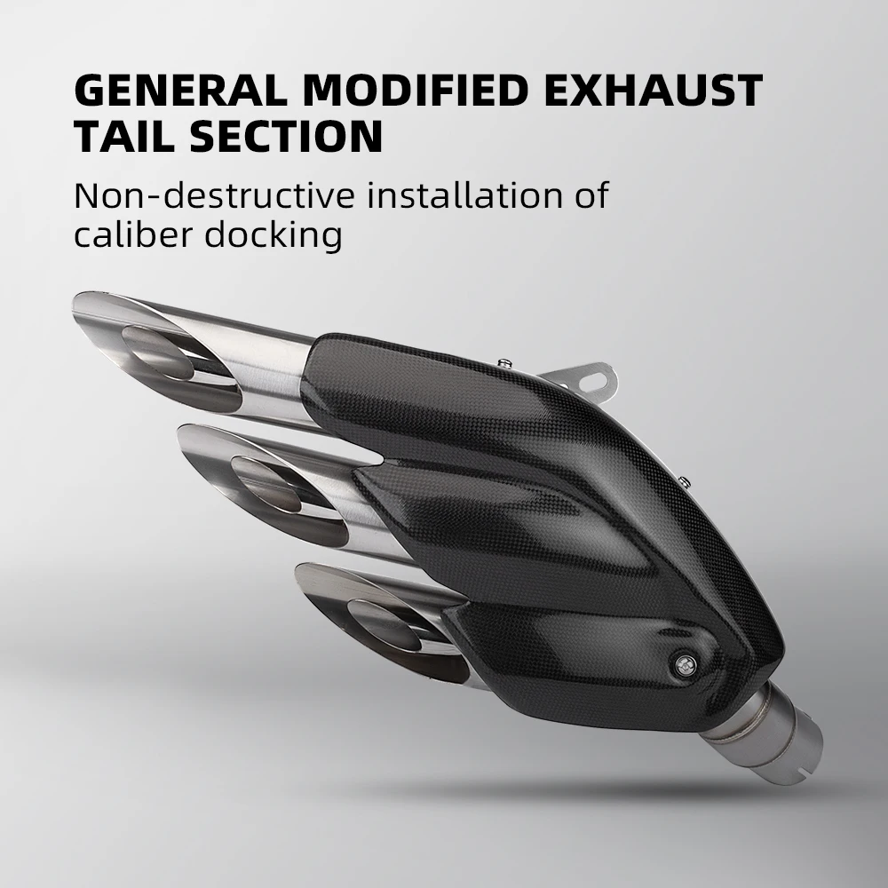 Tubo de escape Universal para motocicleta, entrada Original, silenciador intercambiable de tres orificios, Cbr500r,R3, Z900,MT09,S1000RR,F3