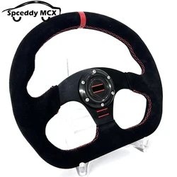 Volante de carreras en forma de D, cuero de ante, 13 pulgadas 320 mm