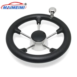Volante marino negro en acero inoxidable con antideslizante y perilla
