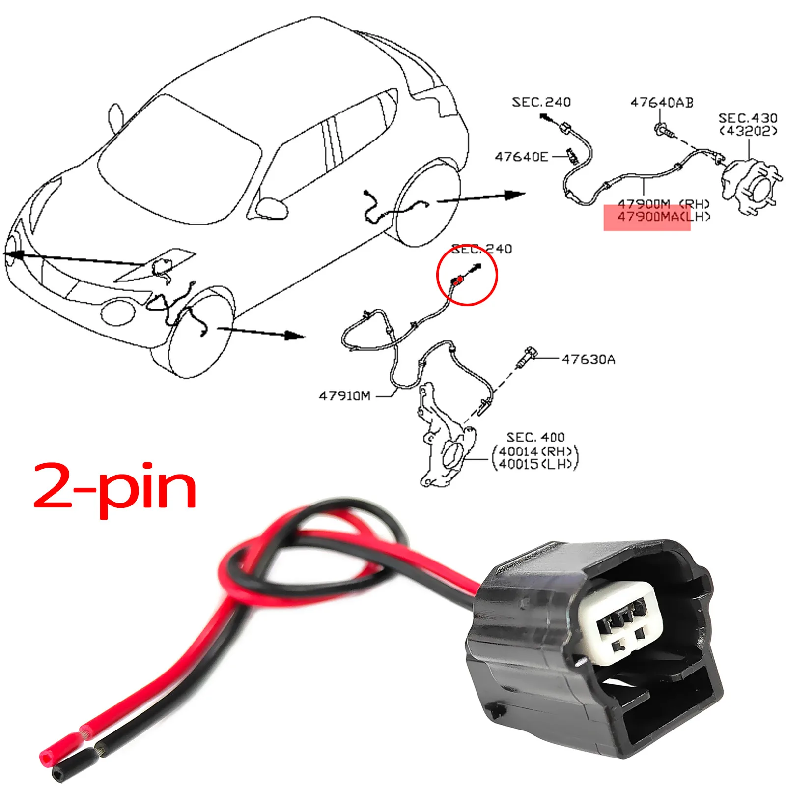 Conector espiral para sensor ABS Nissan Leaf, Micra y Tiida - imagen 5