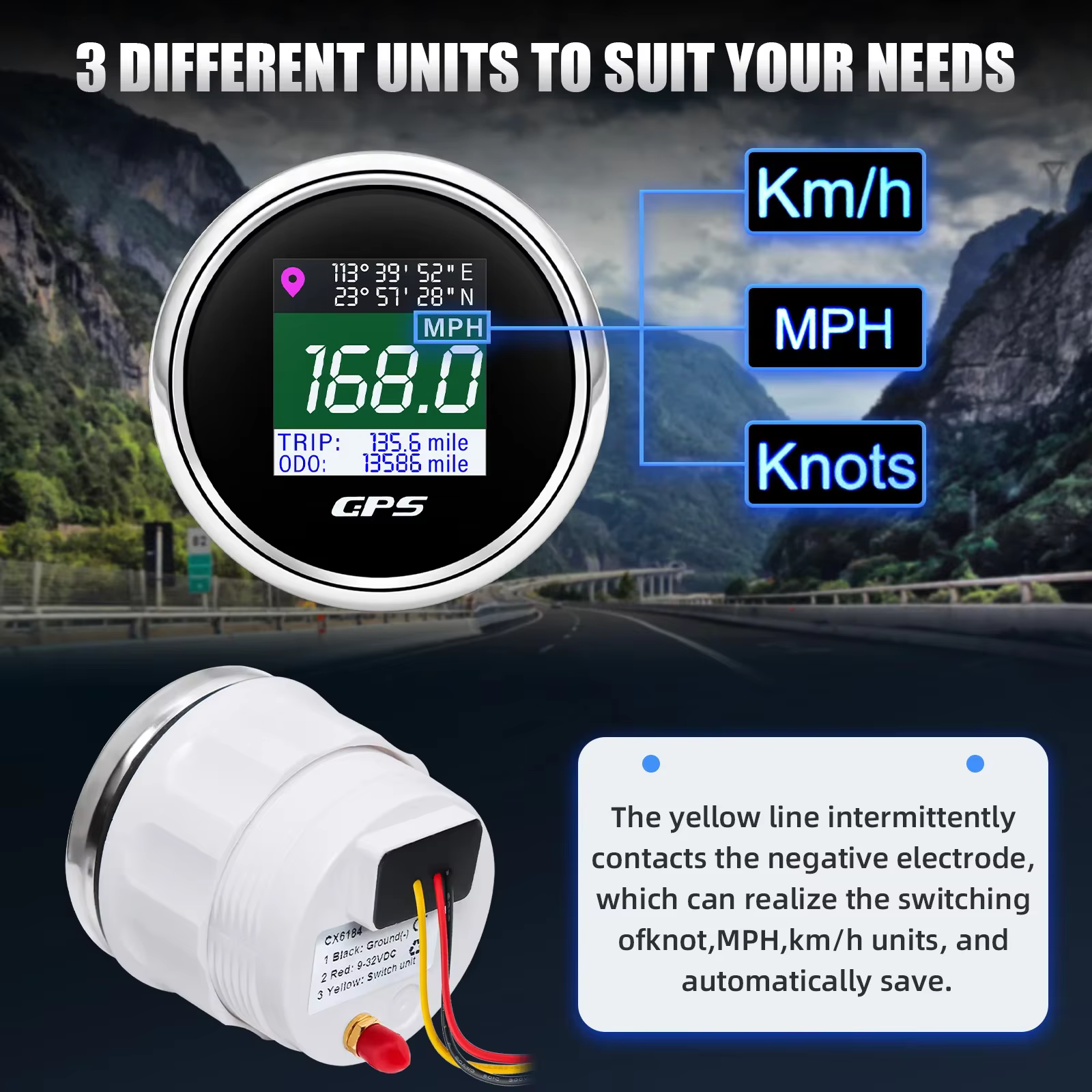 Velocímetro GPS digital 52mm pantalla TFT – para coche y barco - imagen 2