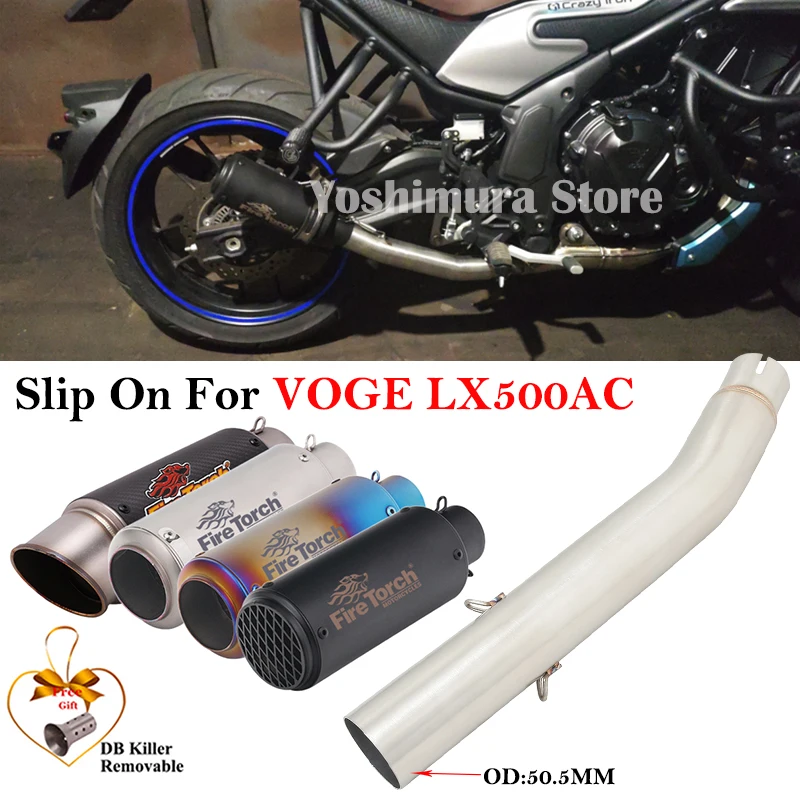 Escape slip-on VOGE LX500AC silenciador fibra carbono con DB killer