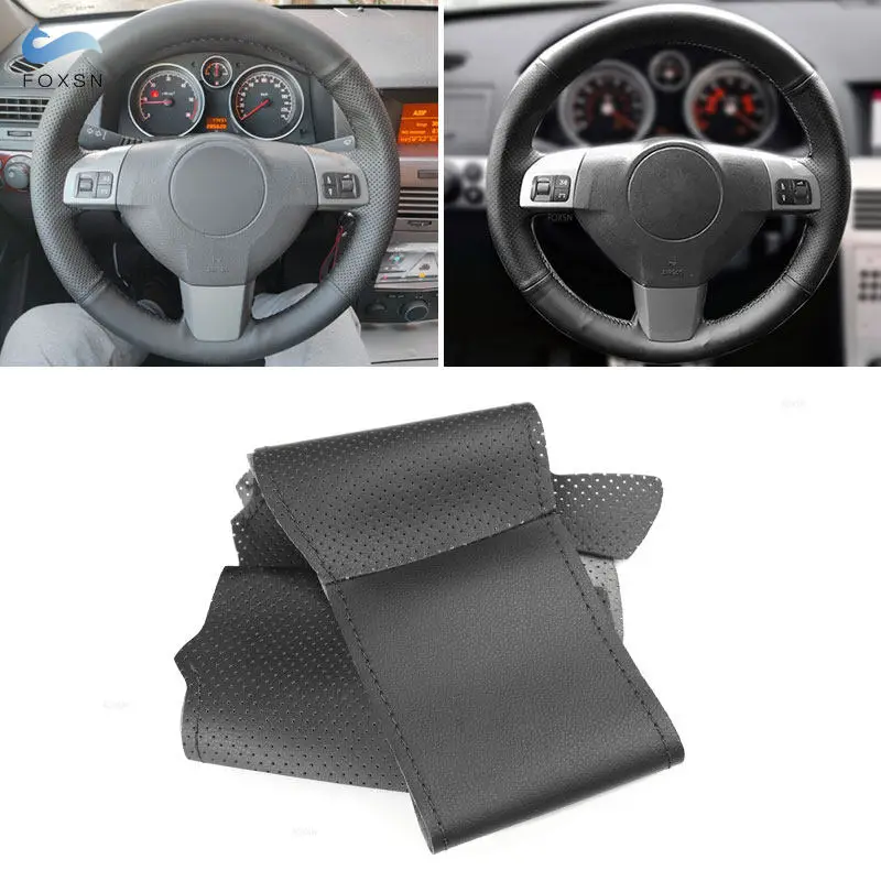 Para Opel Astra (H) Vauxhall Holden Astra 2004-2009 Signum Vectra (C) 2005-2009 Zaflra (B) cubierta de cuero para volante cosida a mano
