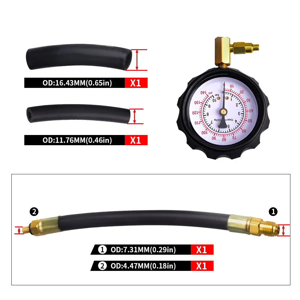 Kit comprobador de presión de combustible con manómetro 0-10 bar - imagen 5