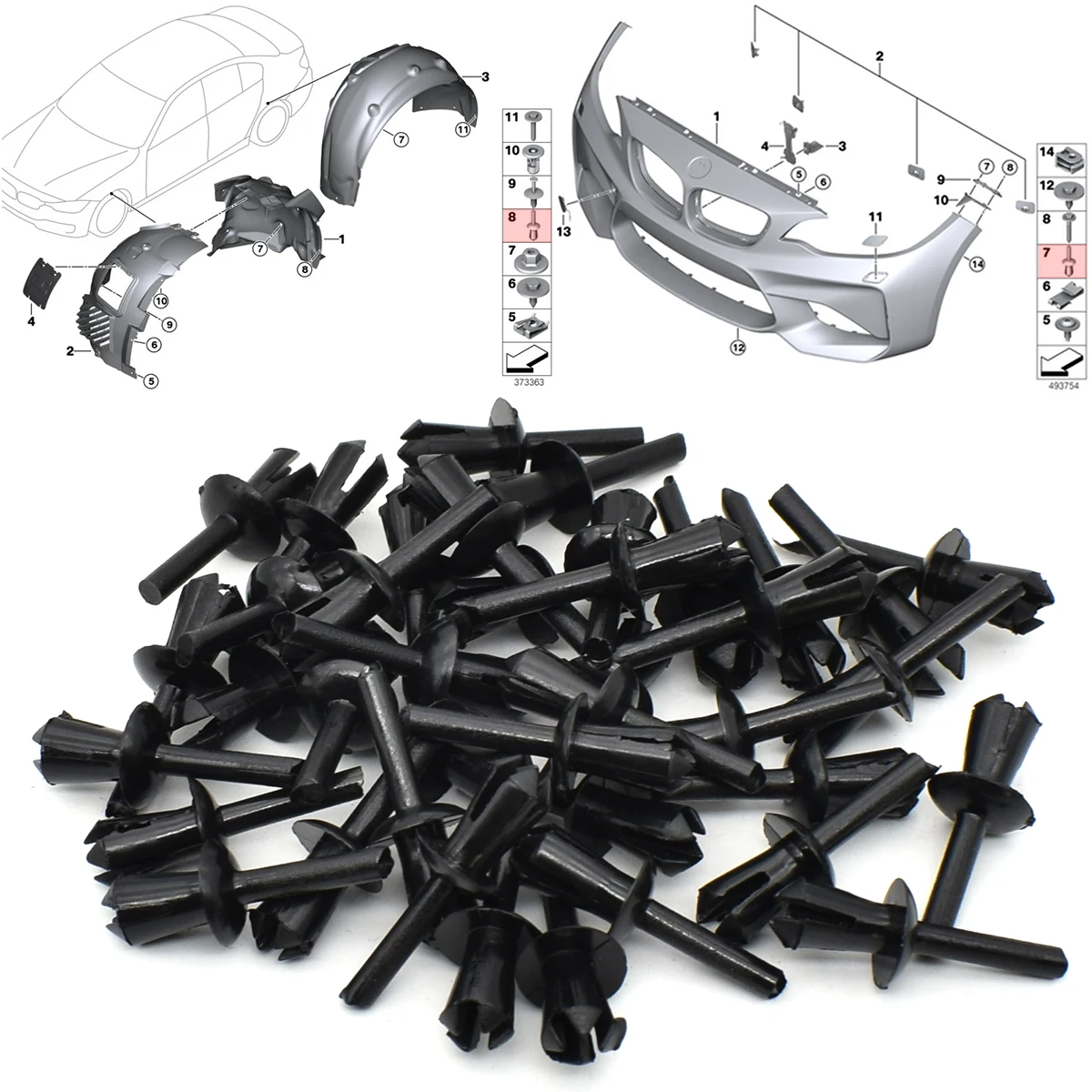 Clips de paso de rueda BMW E90 E91 E92 E93 E46 E39 - imagen 4