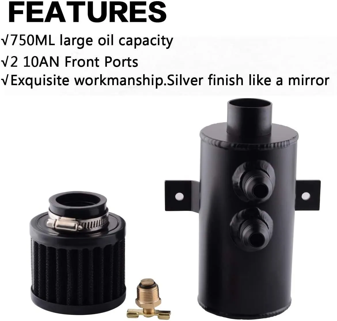Depósito de combustible universal de aluminio negro con filtro ventilación - imagen 4