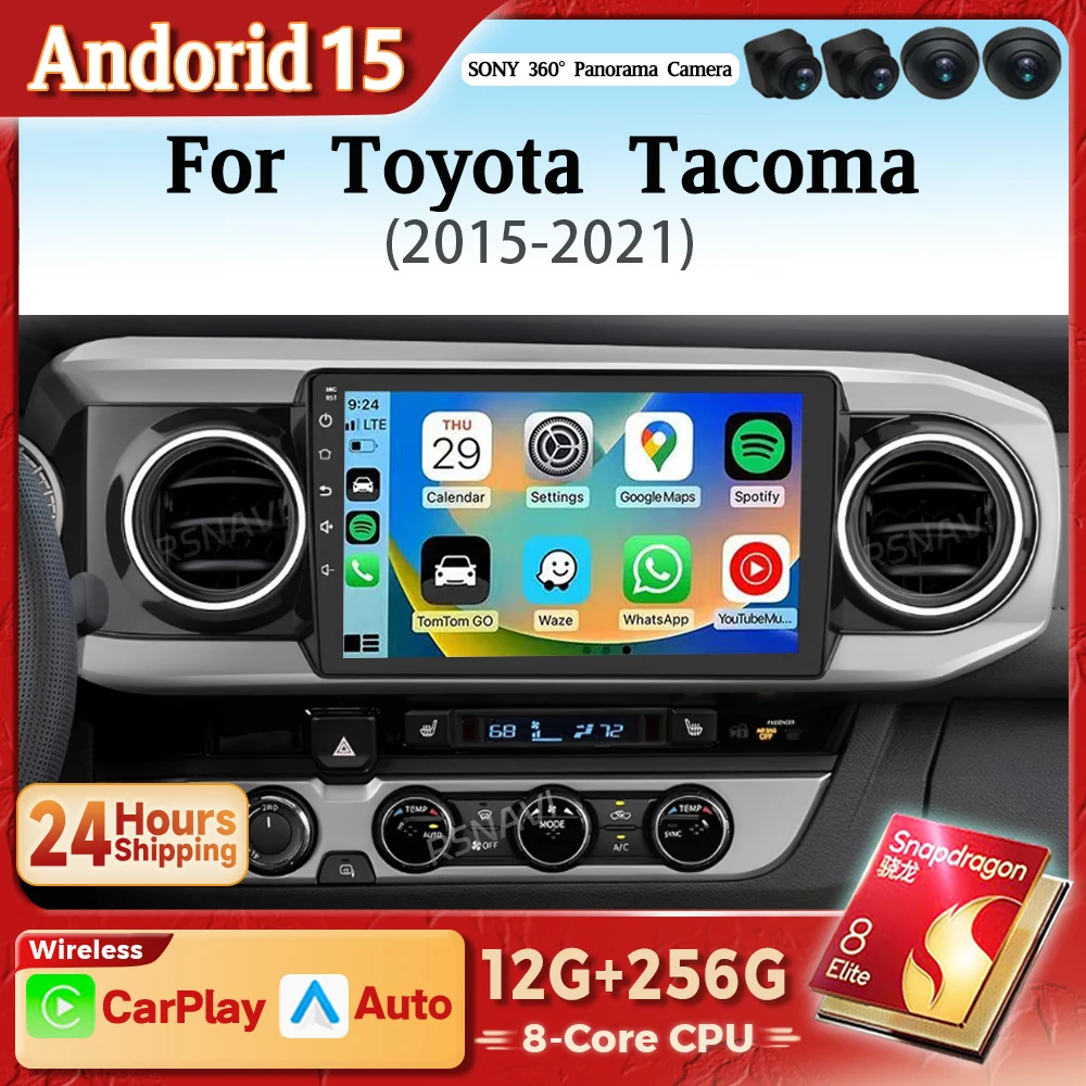 Radio multimedia Android 15 2K con CarPlay para Toyota Tacoma N300