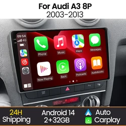 MEKEDE Radio inalámbrica con CarPlay y Android Auto para Audi A3 8P