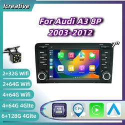 Radio Android Audi A3 8P con CarPlay inalámbrico, 7 pulgadas