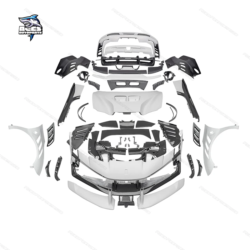 Para Ferrari SF90 kit de carrocería de fibra de carbono estilo SF90FXX parachoques delantero y trasero falda lateral alerón capó y Kit de conversión de luz trasera - imagen 2