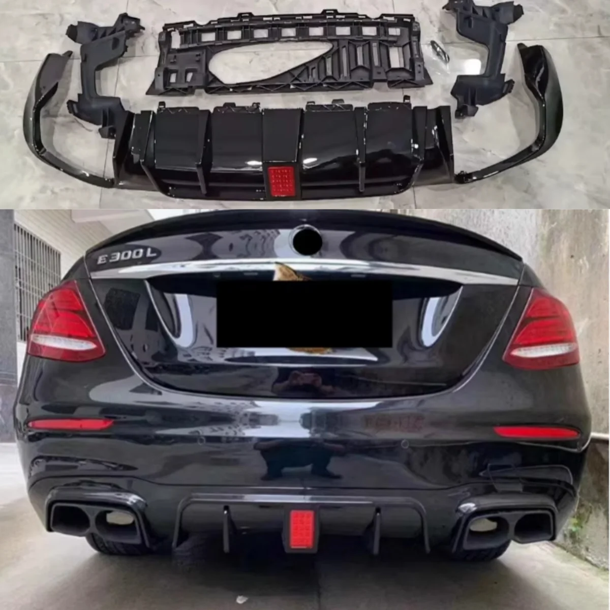Mercedes E63 W213 Difusor trasero LED con puntas de escape en acero - imagen 2