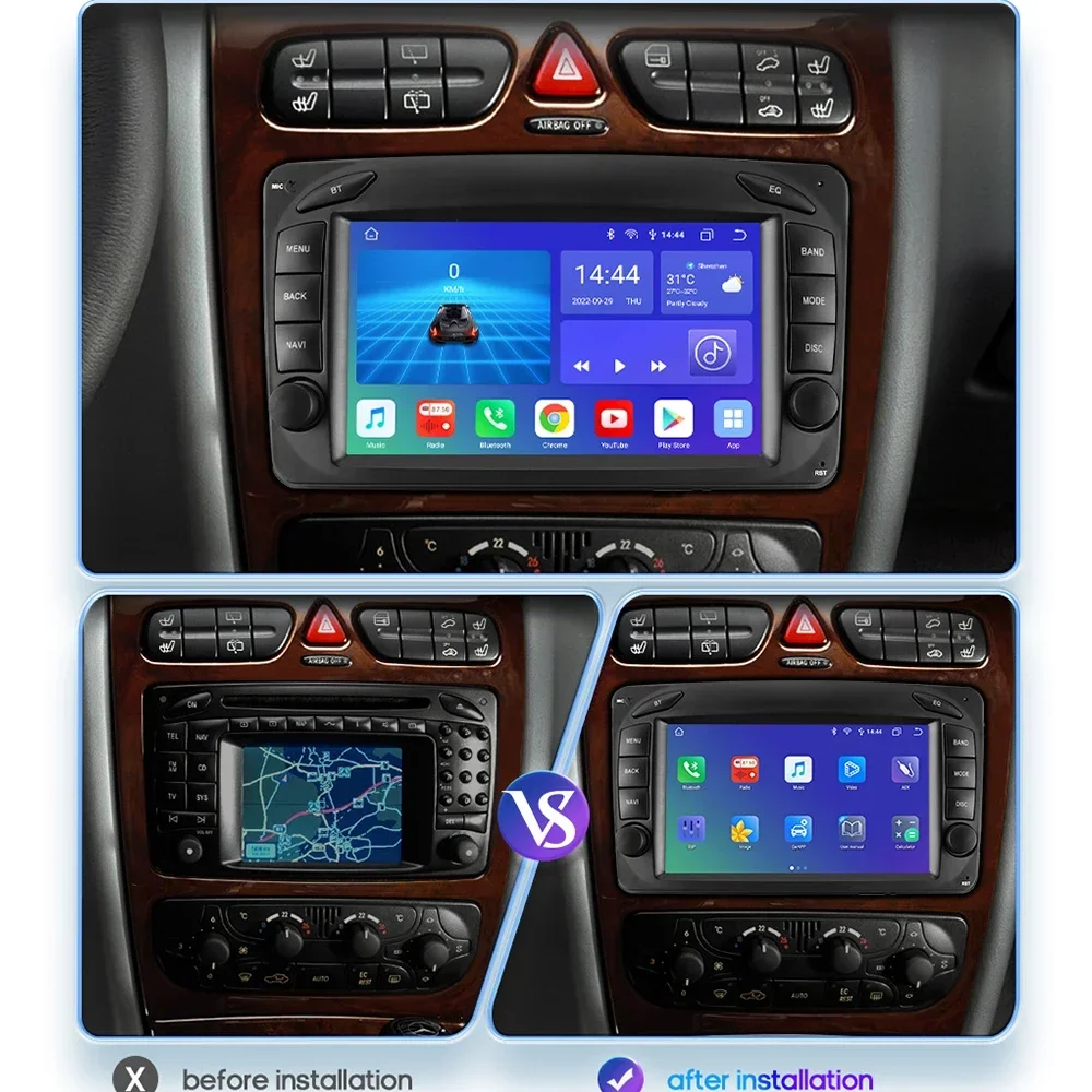 Radio multimedia 4G Android 12 con CarPlay para Mercedes CLK W209 Vito - imagen 3