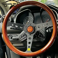 Volante deportivo Indy de madera veteada de 350 mm, estilo JDM