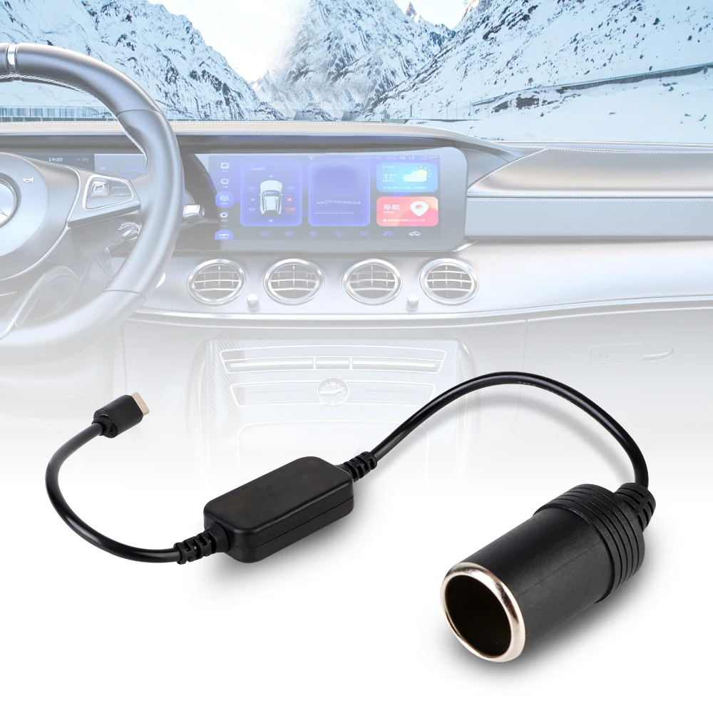 Convertidor USB-C de 5 V a 12 V con toma de mechero para coche