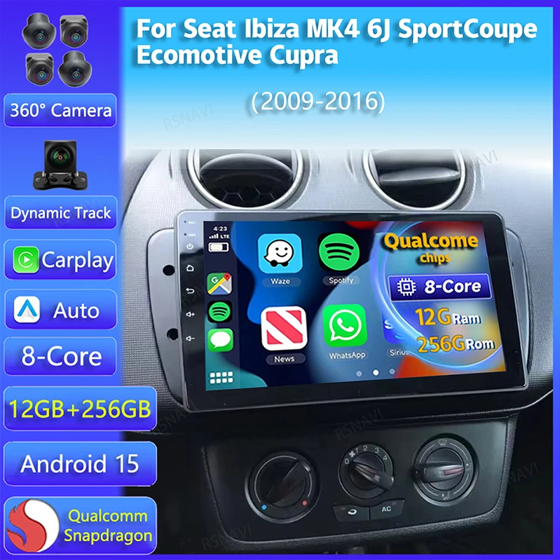 Radio multimedia Android 15 con CarPlay para SEAT Ibiza 6J (2009-2016)