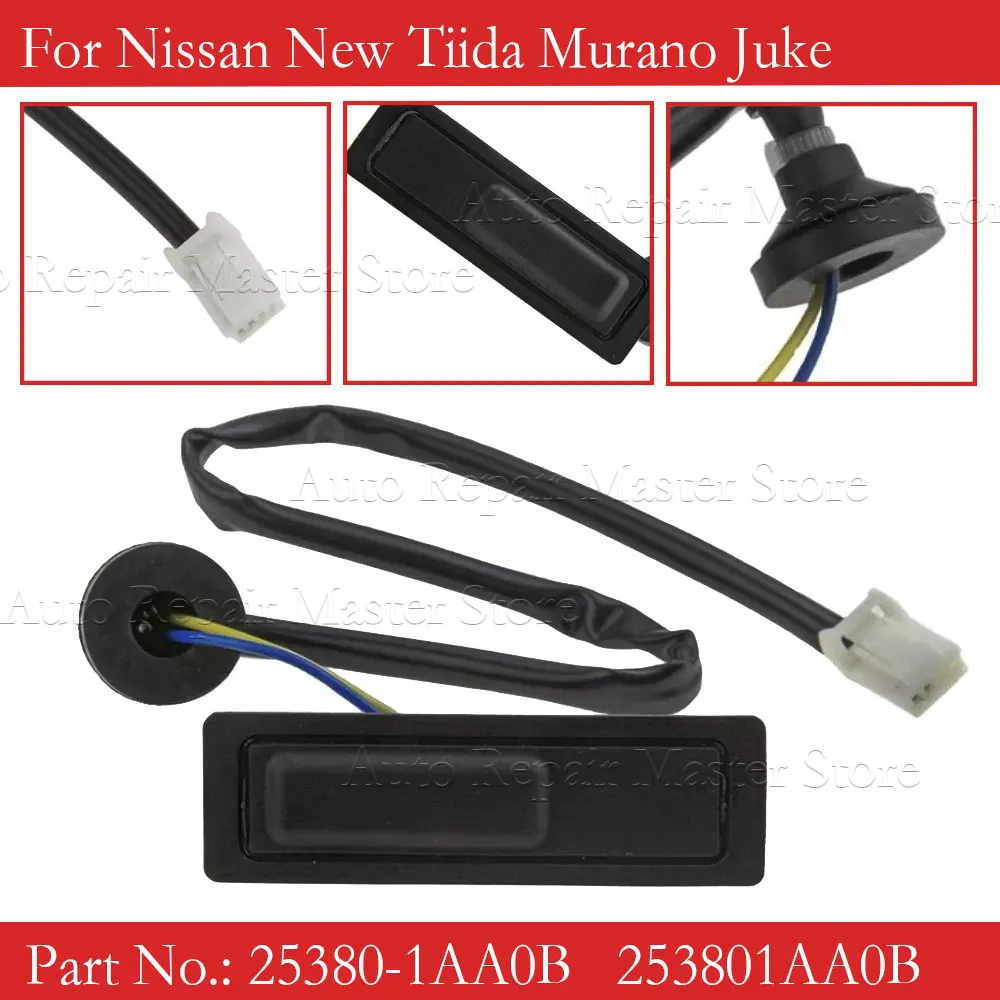 Interruptor de manija de maletero trasero, abridor de maletero, 25380-1AA0B, para Nissan Tiida Murano Juke, 253801AA0B