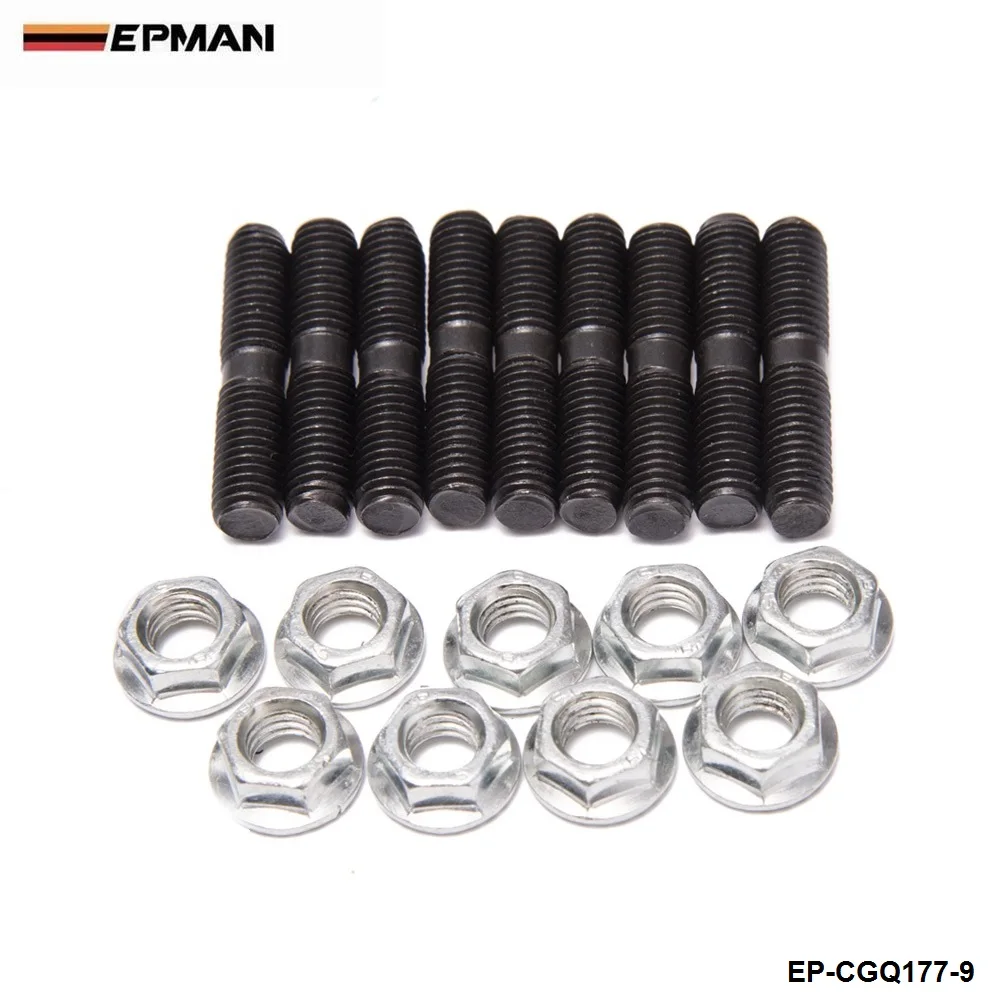 EPMAN 9 x pernos Turbo + tuerca de bloqueo para Nissan S13 S14 S15 SR20 CA18 T2 T25 T28 turbocompresor EP-CGQ178