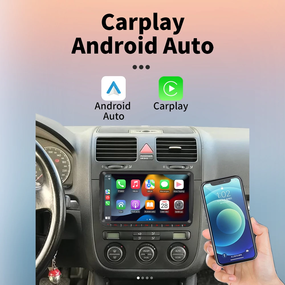 Radio Android 2 DIN con CarPlay y GPS para VW Golf Plus y Tiguan - imagen 4