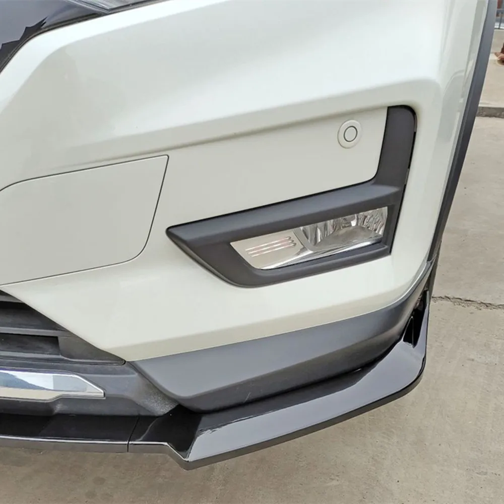 Para Nissan x-trail 2017-2021 parachoques delantero labio Deflector de barbilla proteger decoración modificada coche negro accesorios de carbono parte - imagen 3