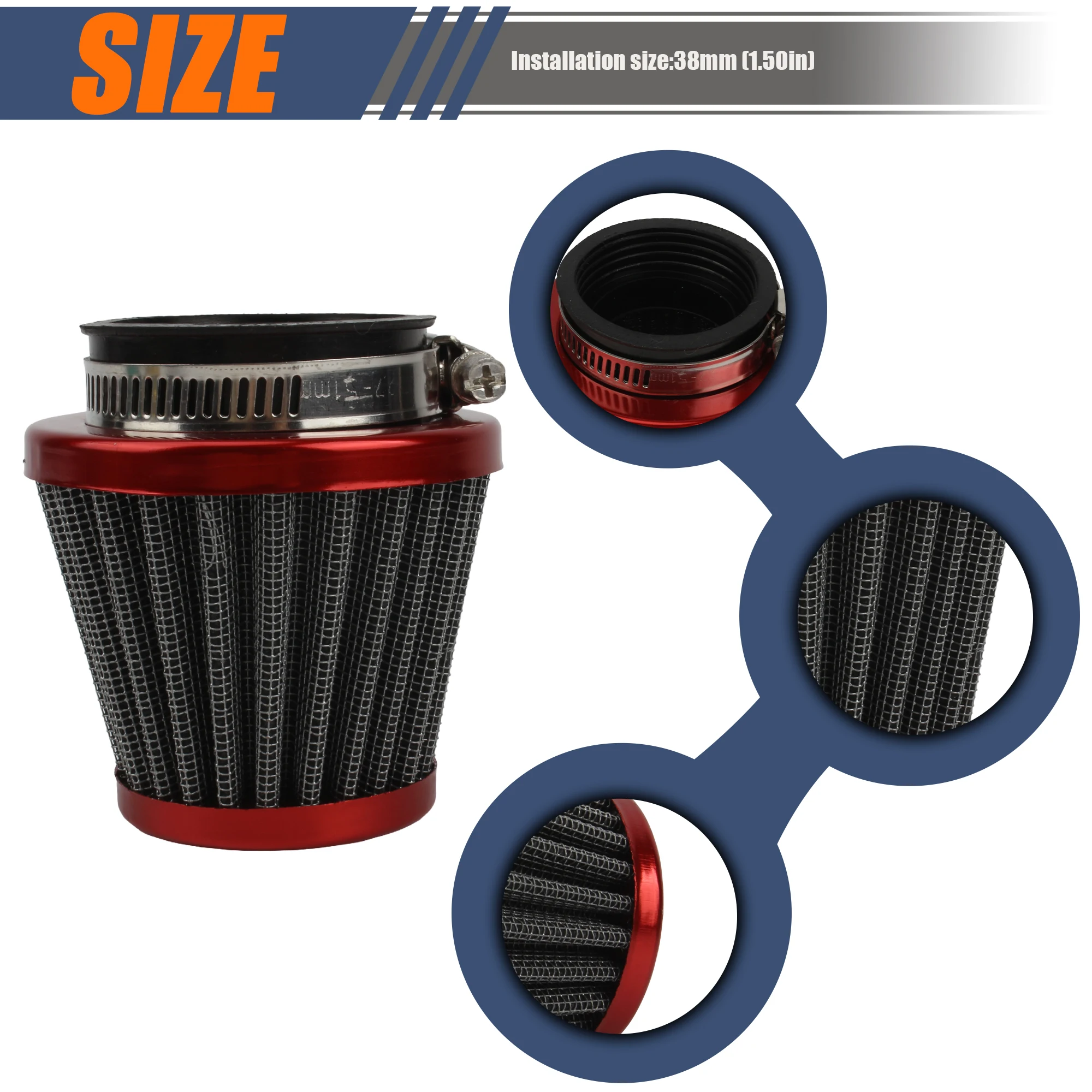 Filtro de aire 38mm universal para Moto ATV Pit Bike - imagen 3