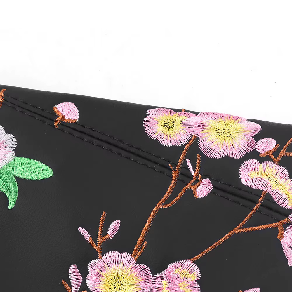 Polaina de palanca de cambios de cuero universal con bordado flor de melocotón - imagen 4