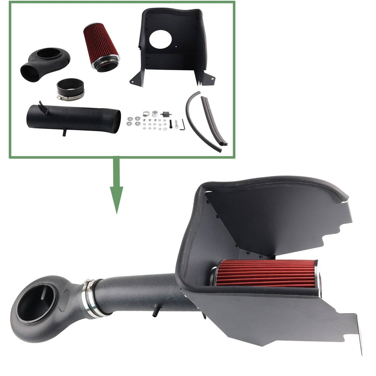 Kit de admisión de aire frío con escudo térmico – Dodge RAM V8 - imagen 4
