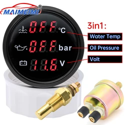 Medidor multifunción temperatura agua y presión aceite coche/barco