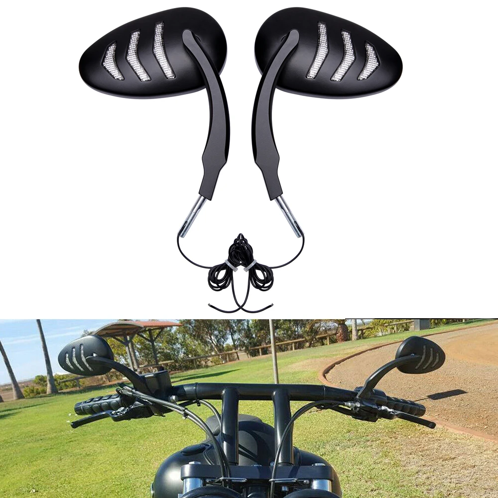 Espejos retrovisores LED para motocicleta, intermitentes para Harley Davidson Road King, luces Dyna, retrovisores laterales, accesorios - imagen 2