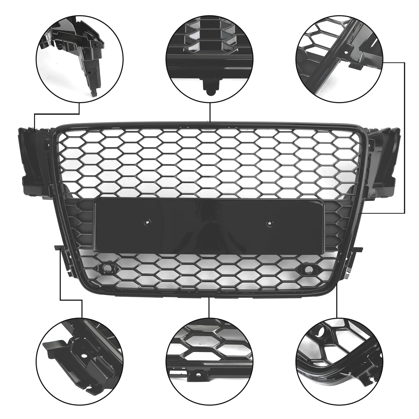 Parrilla deportiva Henycomb con capó estilo RS5 – Audi A5 S5 B8 2008-2012 - imagen 5