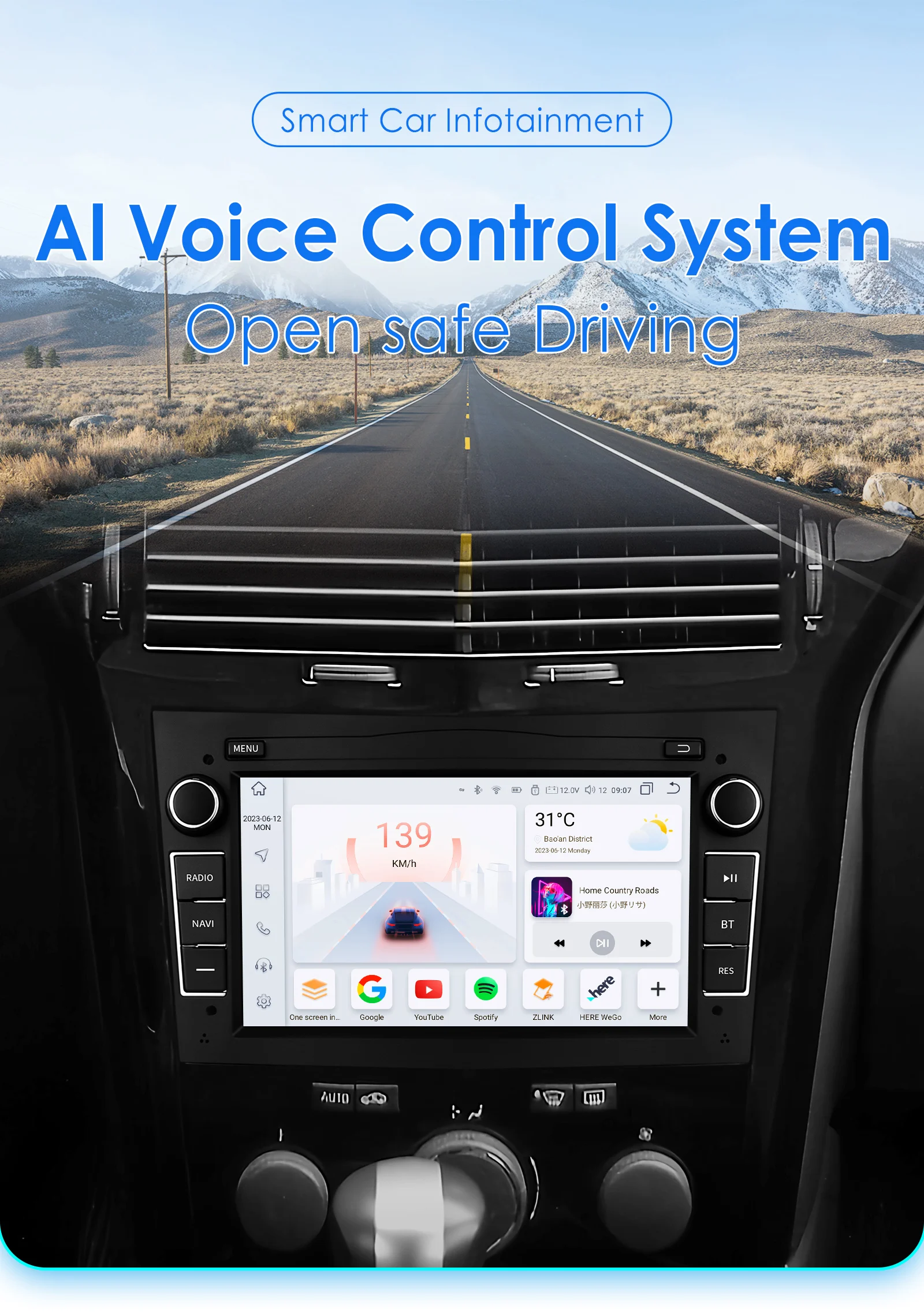 Pantalla Android 14 radio coche Opel