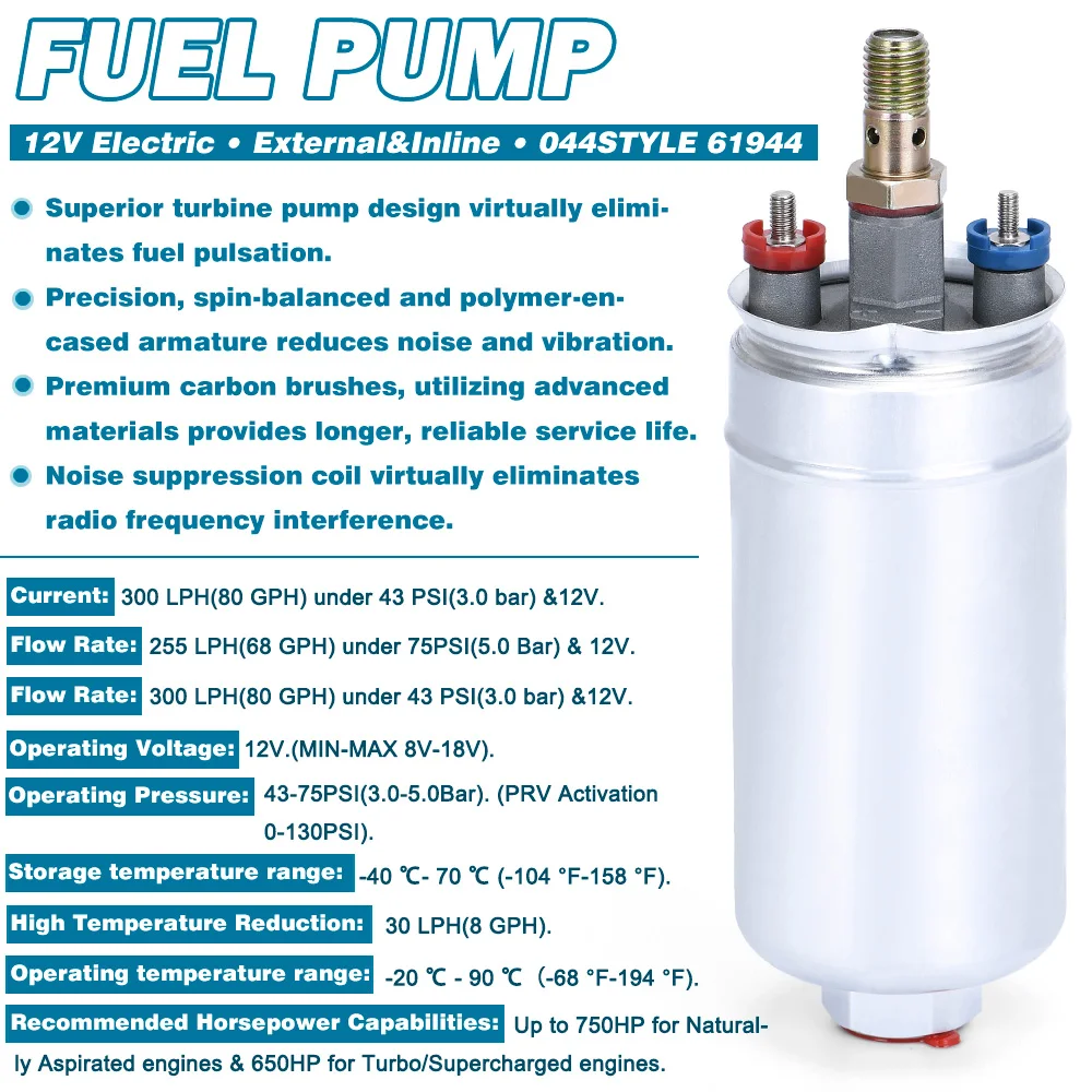 PQY bomba de combustible externa 044 300lph – Kit tuning - imagen 2