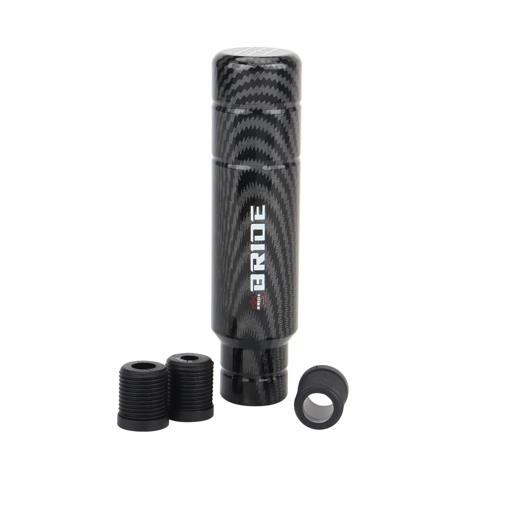Perilla de cambio universal de aluminio y carbono con adaptadores - imagen 3