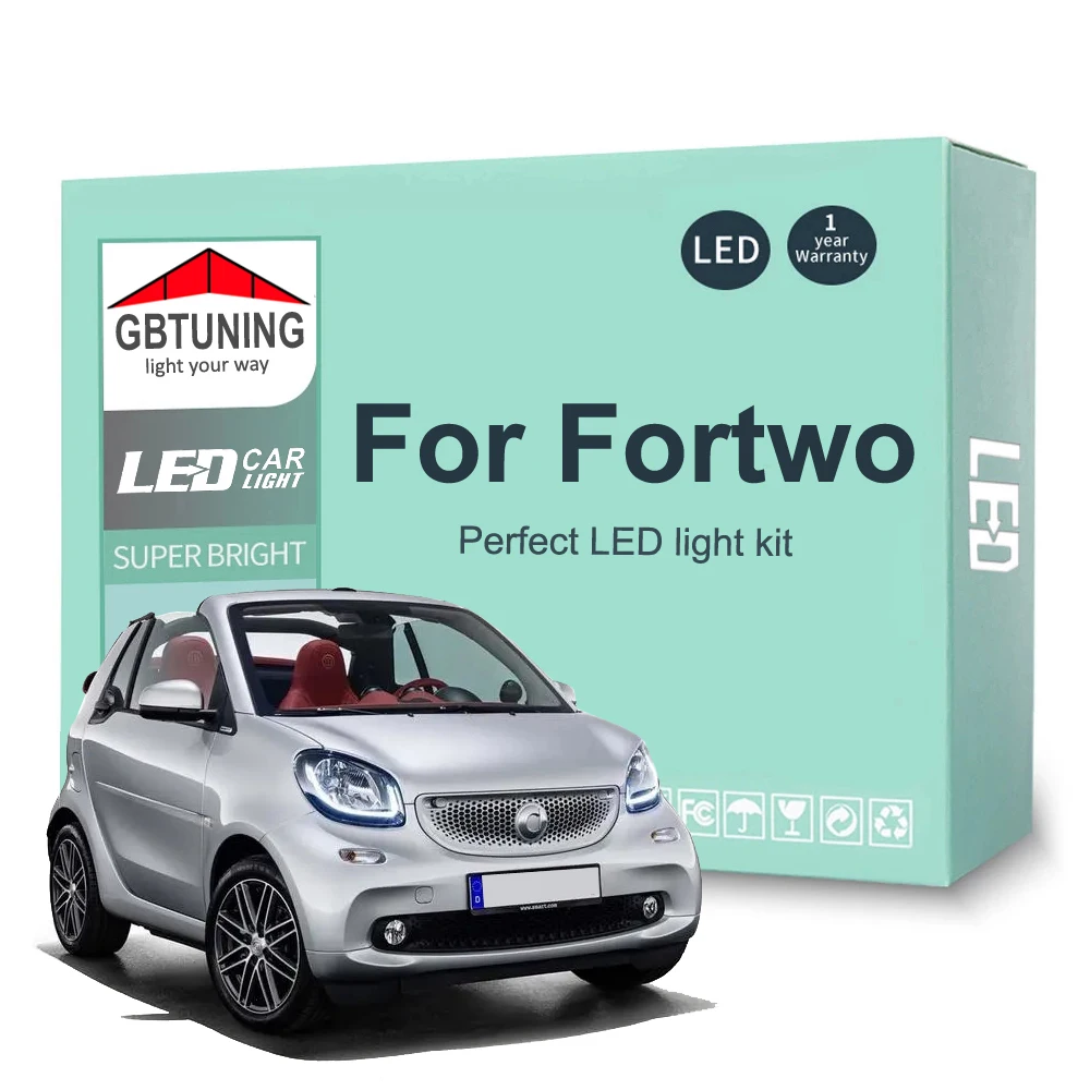 Kit de bombilla LED Interior para Smart Fortwo, accesorios para coche, lámpara para matrícula, cúpula Canbus, 450, 451, 453, 2004-2018, 2019, 2020, 2021