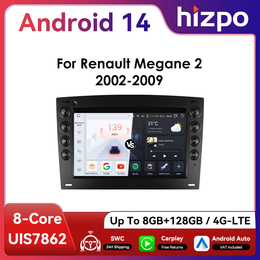 Radio Android 13 con GPS para Renault Megane II (2002-2009) CarPlay