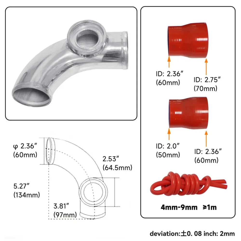 Kit tubo turbo 60 mm, BOV y mangueras silicona – Genesis Coupé 2.0 T - imagen 3