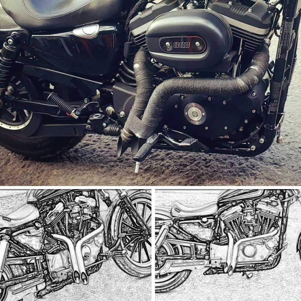 Escape personalizado para moto con control delantero – Harley Sportster - imagen 4