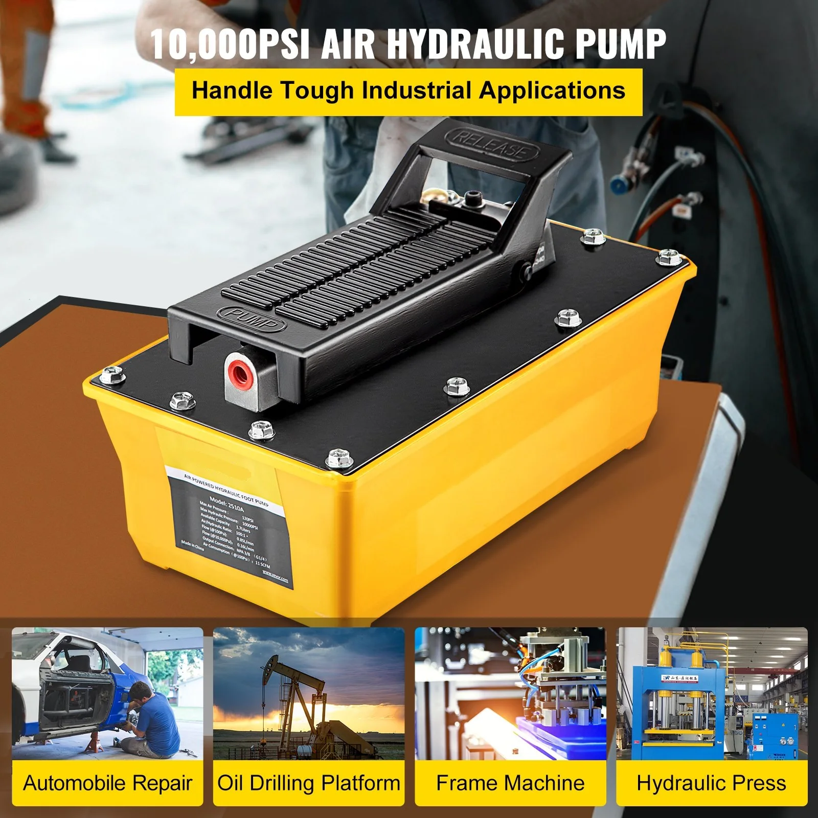 Bomba hidráulica neumática de pie 10000 PSI para taller - imagen 2