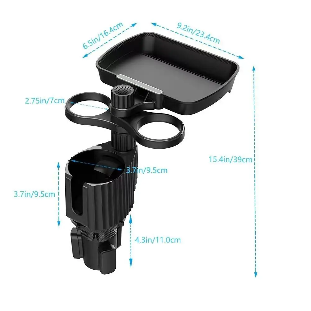 Soporte de vaso térmico para coche con mesa giratoria plegable