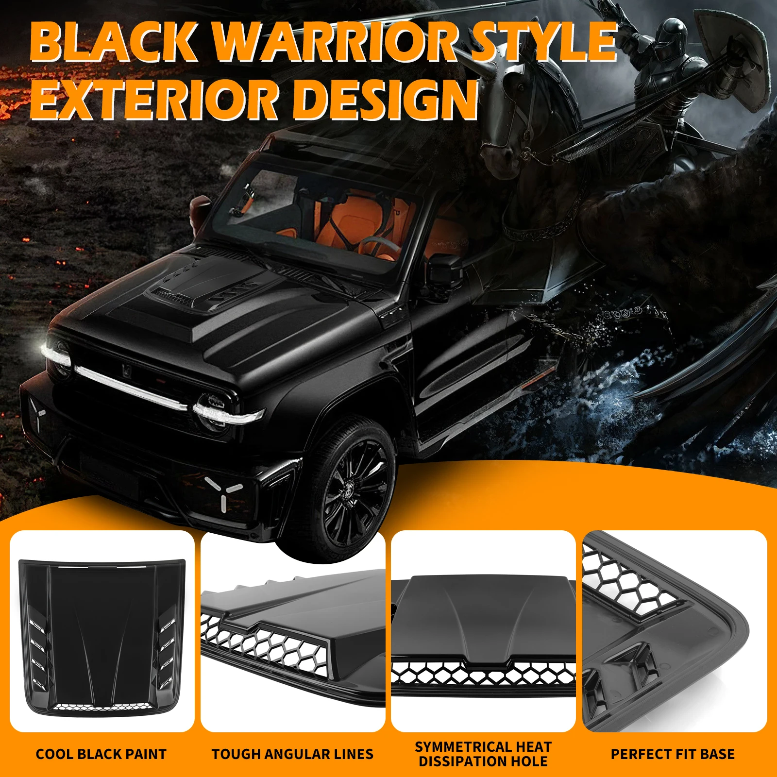 Toma de aire universal para capó, carbono negro – Camaro Mustang - imagen 2