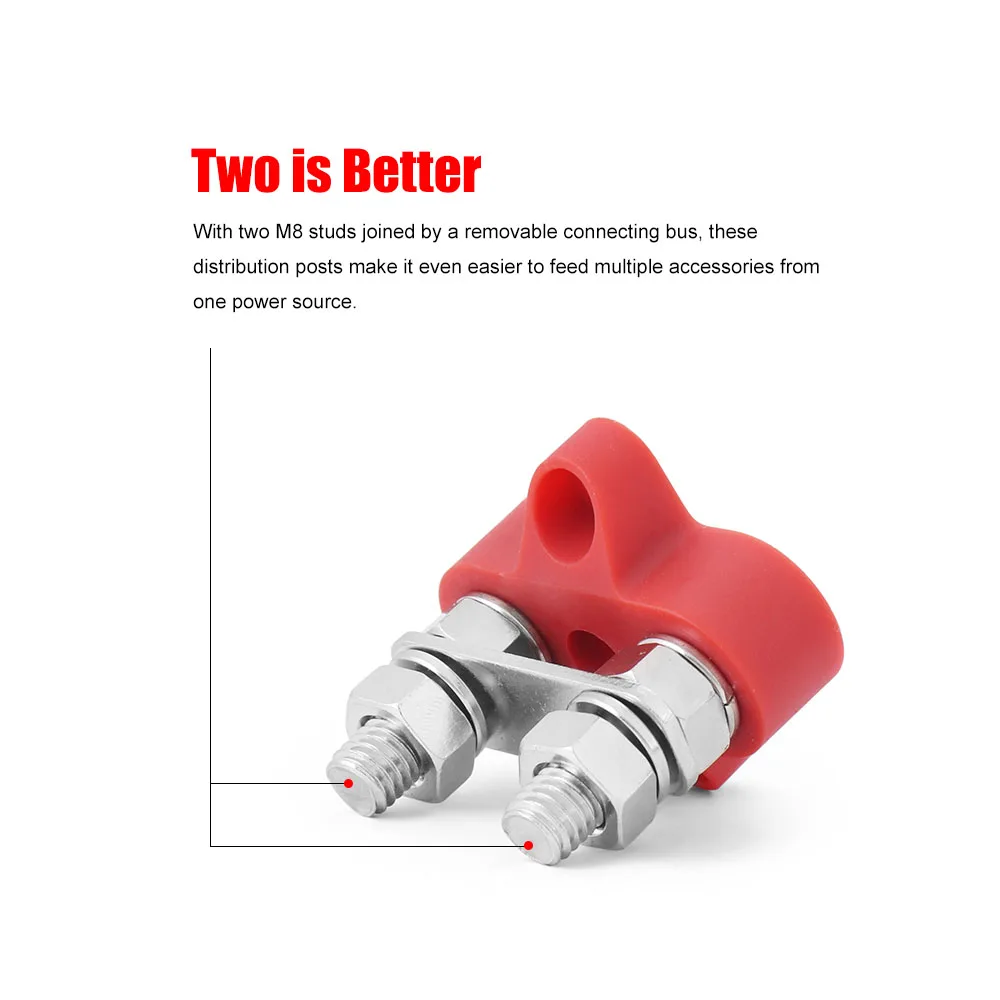 1 Uds bloque de terminales de barra colectora 5/16 pulgadas M8 DC 48V bloque de conexiones de energía bloque de distribución de energía perno de Terminal de batería para camión RV - imagen 4