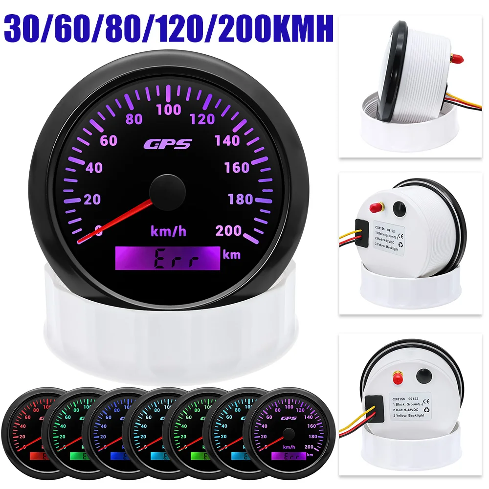 Velocímetro GPS 85 mm para moto y coche con retroiluminación multicolor