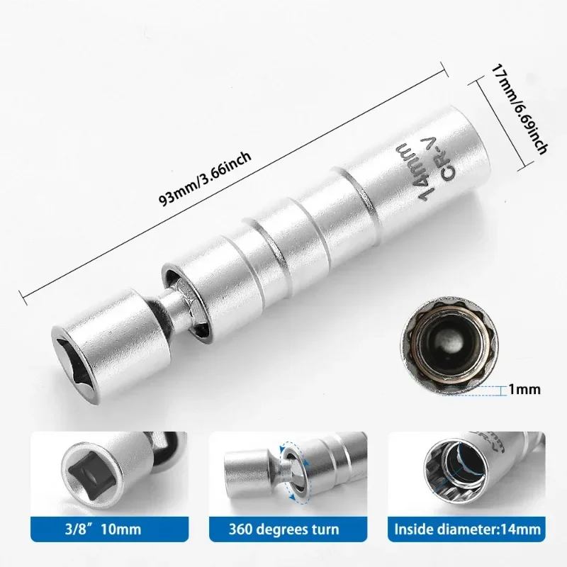 Adaptador llave de bujías pared delgada con junta universal magnética - imagen 5