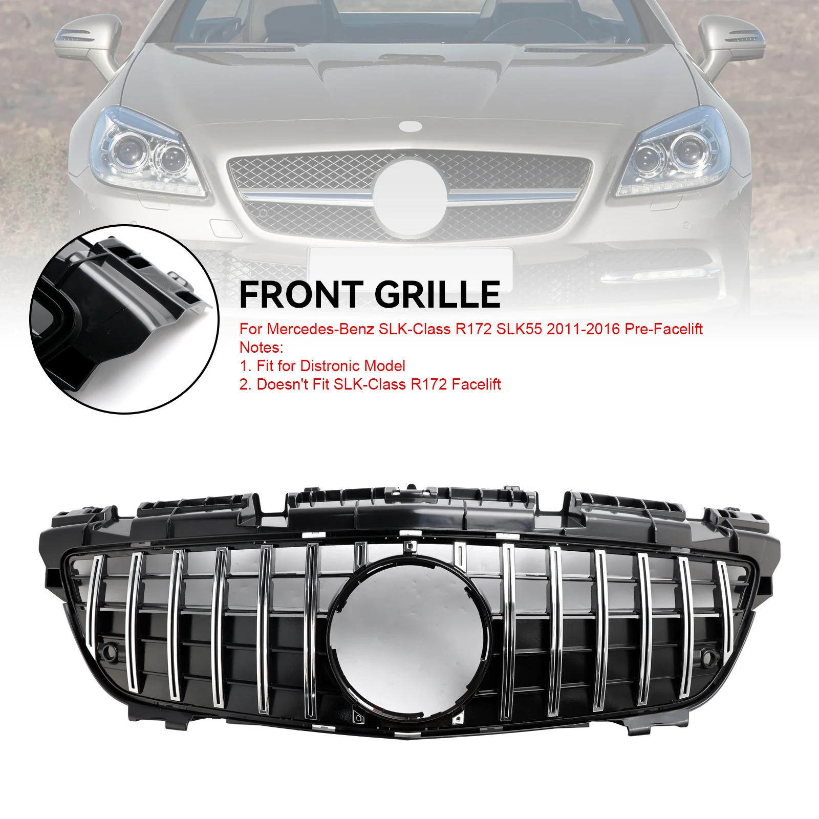 Rejilla radiador Mercedes SLK55 R172 cromada 2011-2016 - imagen 4