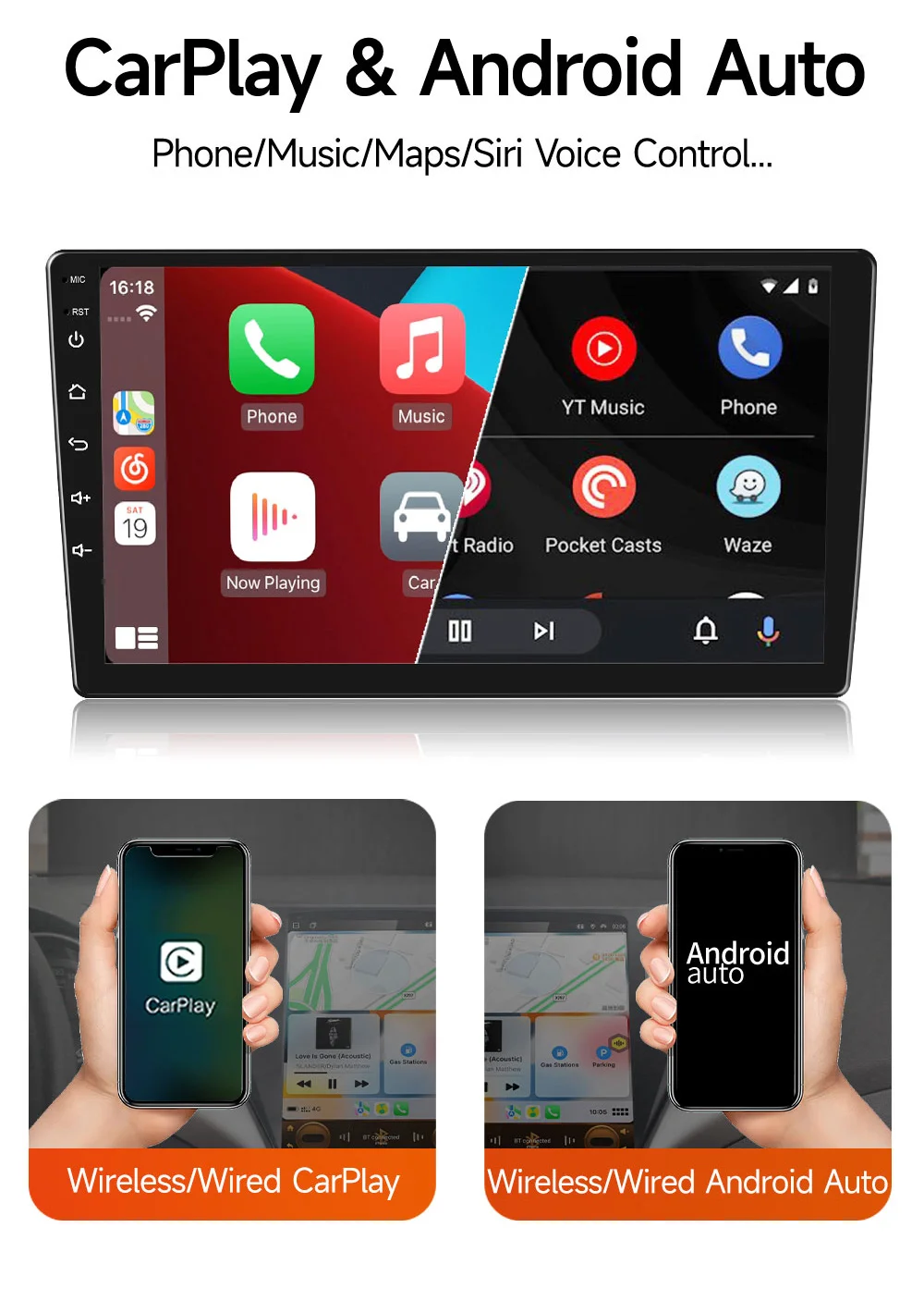 Vista frontal del reproductor multimedia JIUYIN Android 12