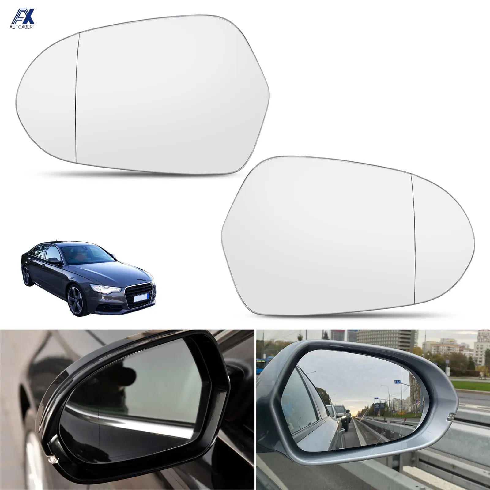 Espejo lateral gran angular cristal convexo Audi A6 C7 S6 2012-2018