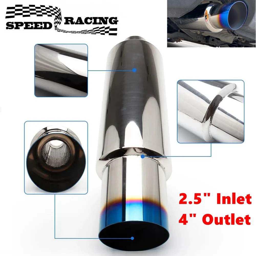 Silenciador de escape universal – acero inoxidable 2,5" a 4"