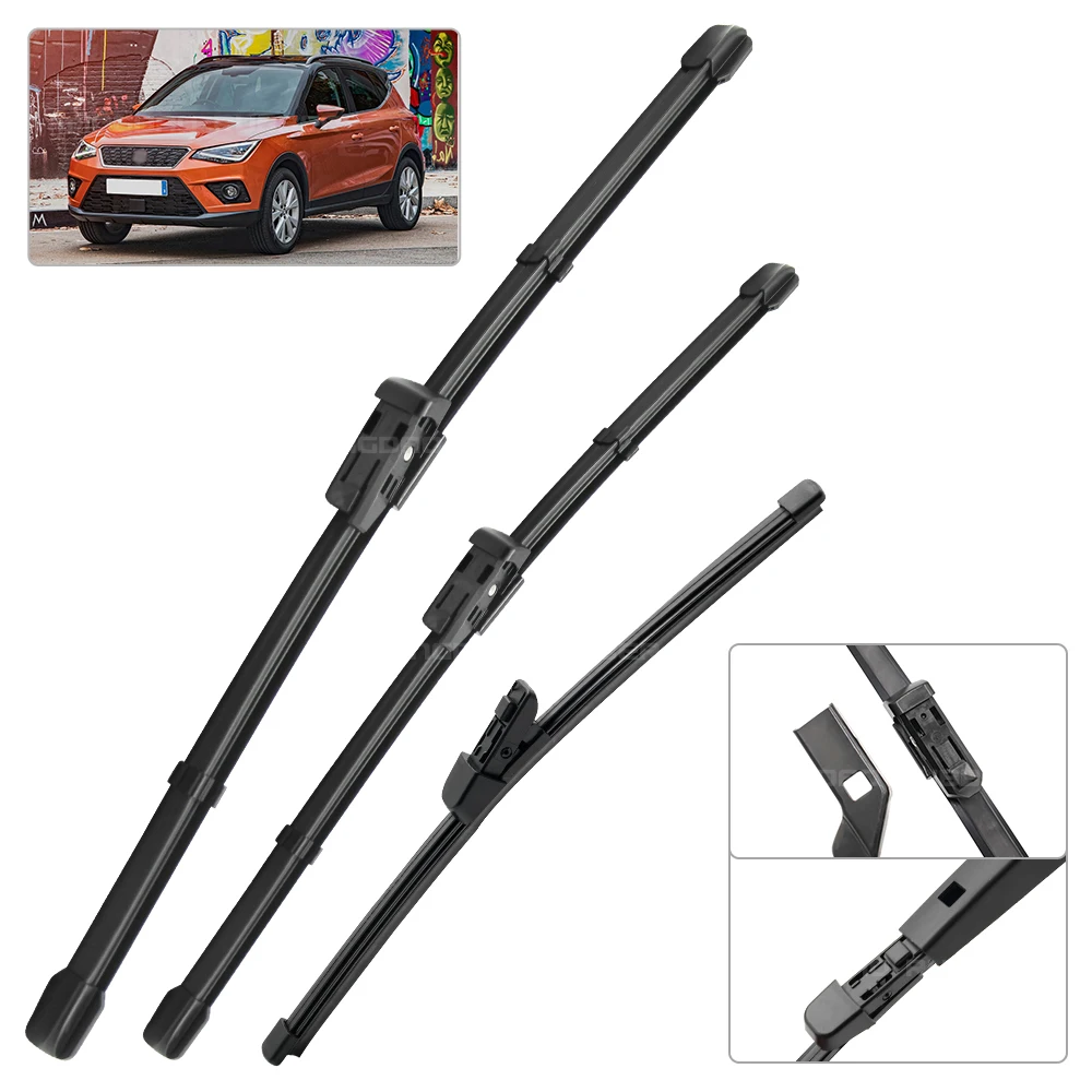 Para Seat Arona SUV 2017-2023 2018 2019 2020 2021 2022 limpiaparabrisas delantero y trasero limpiaparabrisas ventana 26 "+ 18" + 10" - imagen 2
