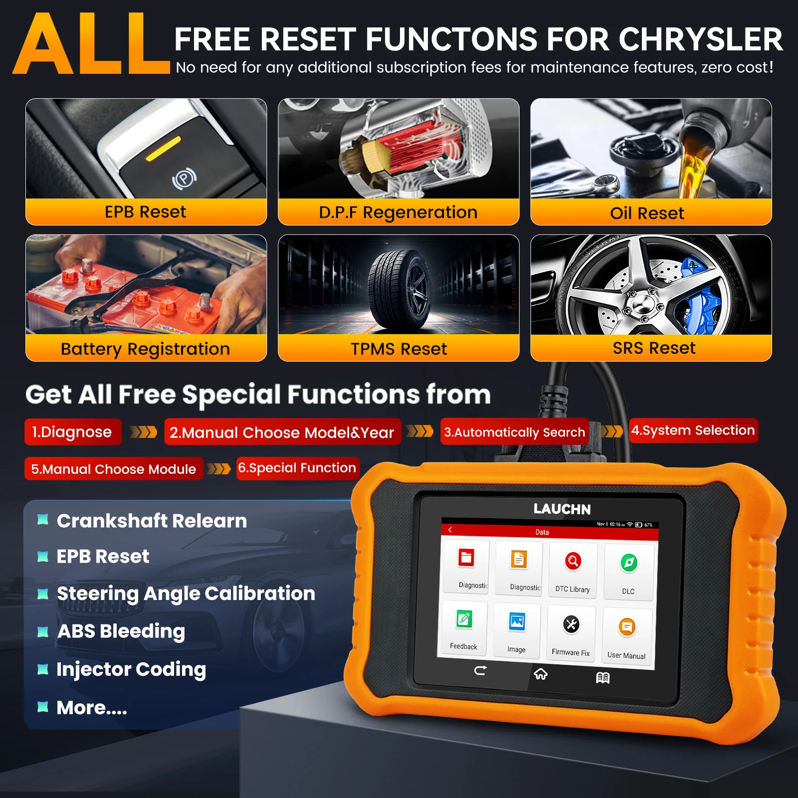 Escáner OBD2 LAUNCH X431 Creader Elite FCA para Chrysler Dodge Jeep - imagen 3