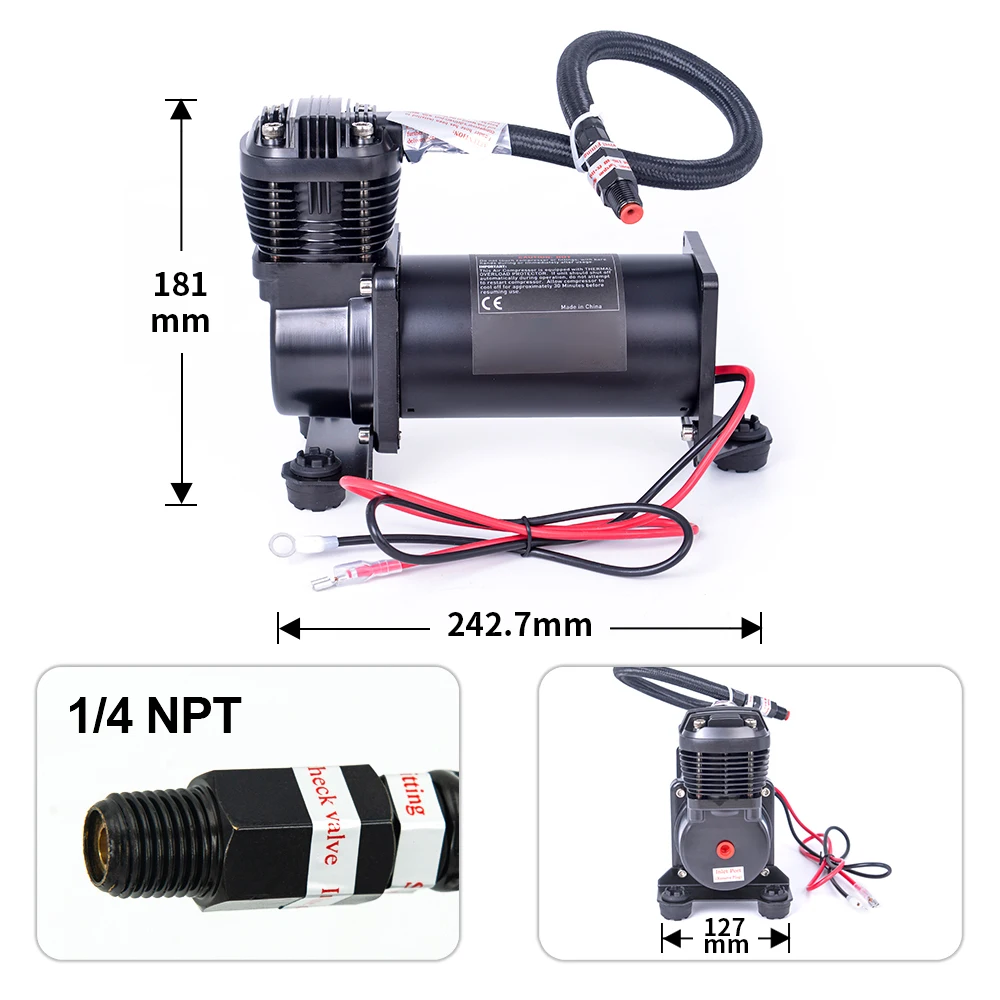 Compresor suspensión neumática 12V universal silencioso para coche - imagen 4