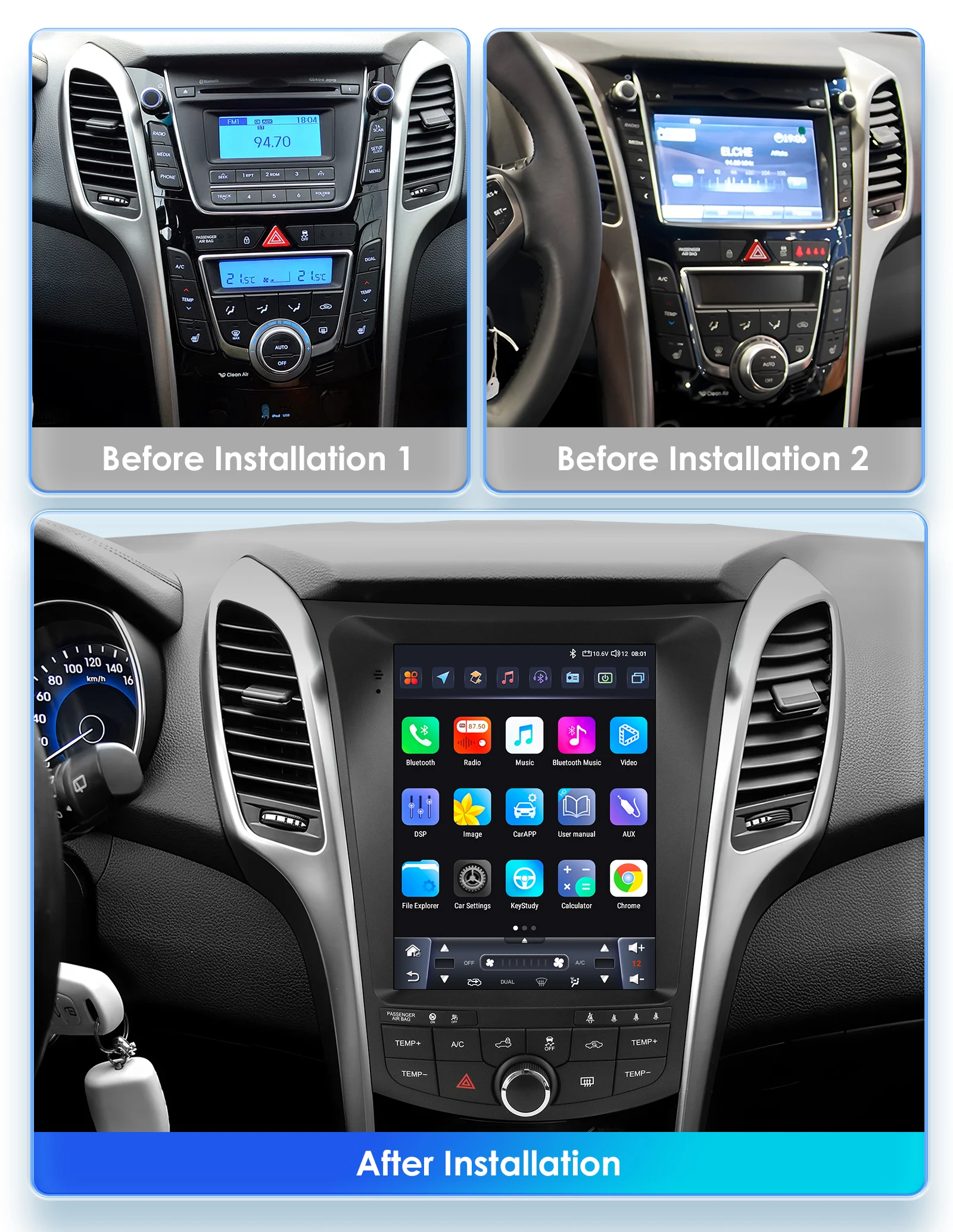 Autorradio Hizpo 9.7 con CarPlay y GPS para Hyundai i30 2011-2017 - imagen 2